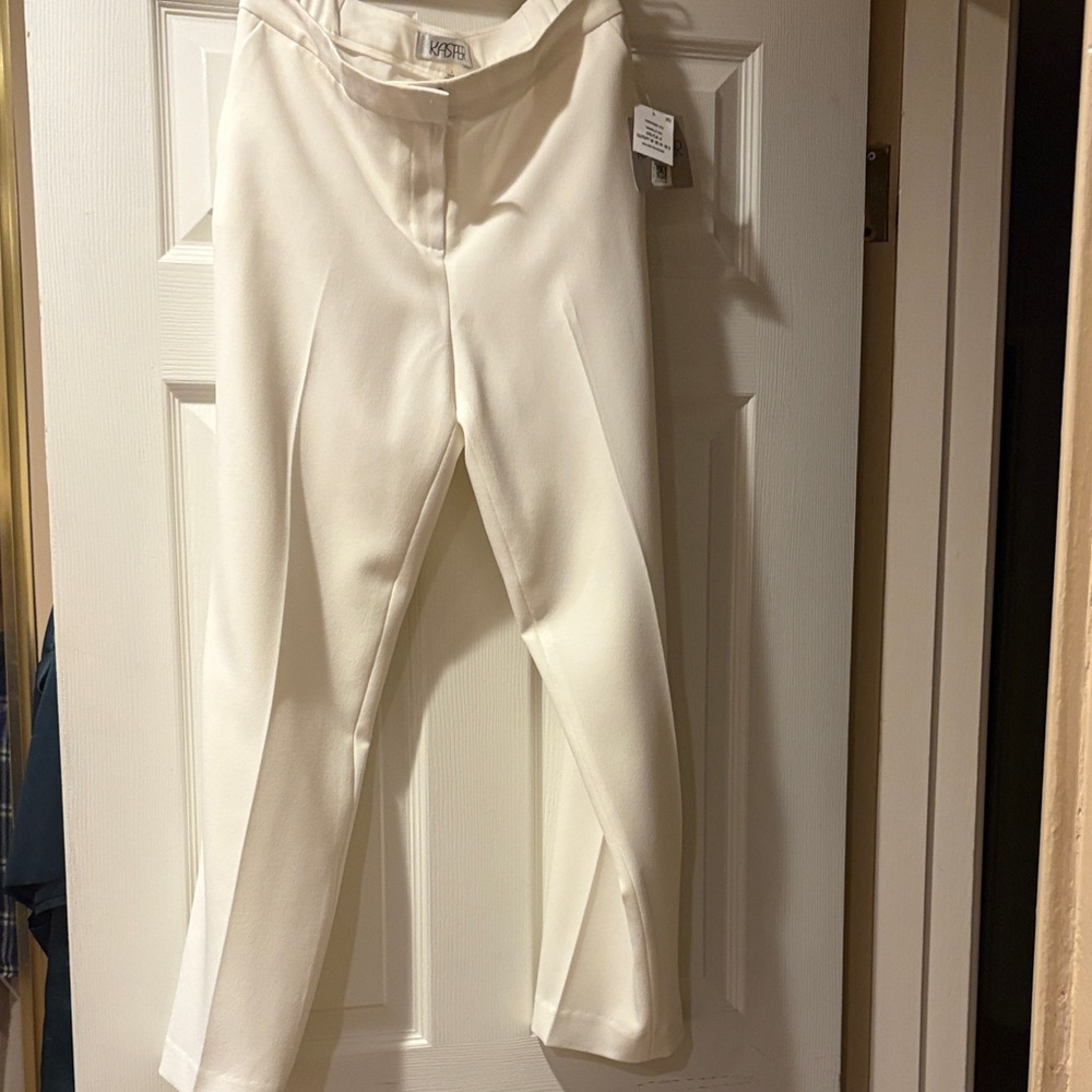 Women White Dress kasper Pants with lining color vanilla ice